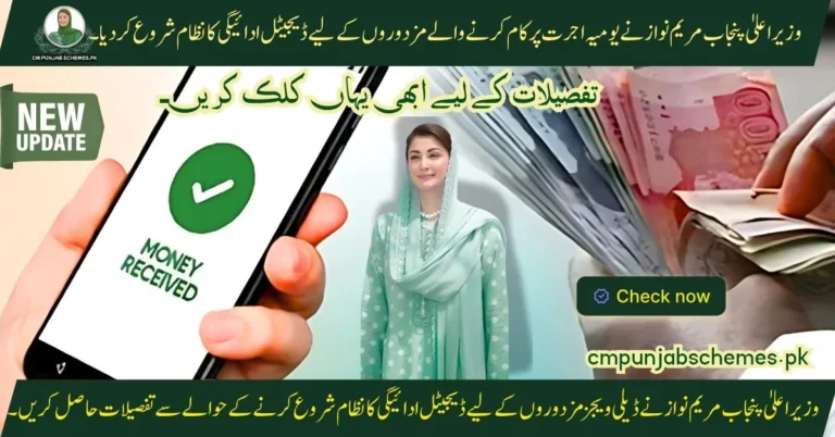 Digital Payment System for daily wage workers By CM Madam Maryam Nawaz